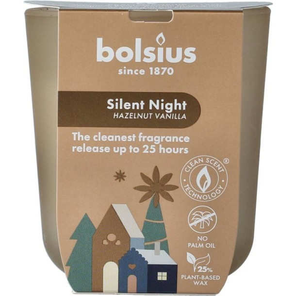Bolsius Geurglas silent night hazelnut vanilla (1 Stuks)
