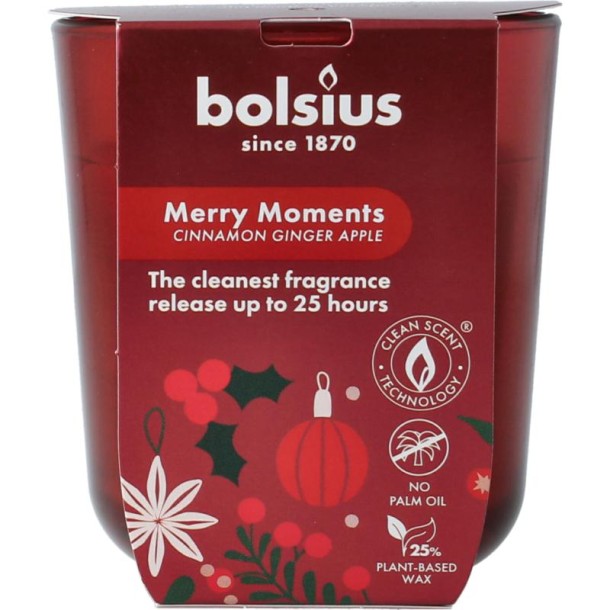Bolsius Geurglas 80/73 true glow merry moments (1 Stuks)