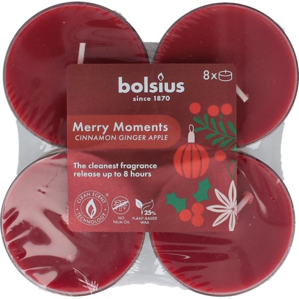 Bolsius Maxlicht merry moments cinnamon ginger (8 Stuks)