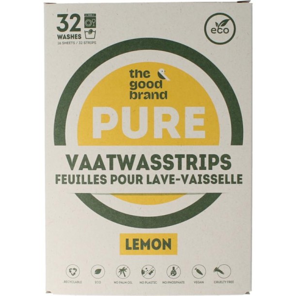 The Good Brand Vaatwasstrips lemon (32 Stuks)