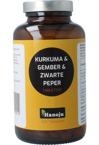 Hanoju Kurkuma + gember + piperine 500mg (300 Tabletten)