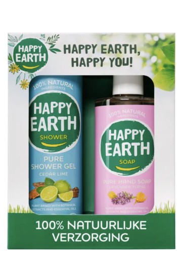 Happy Earth Giftset Cedar Lime Douchegel en Lavender Ylang Handzeep