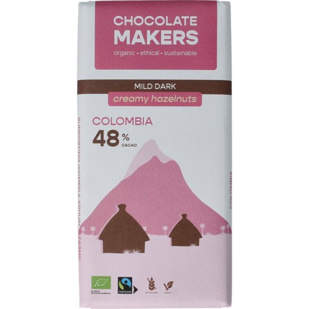 Chocolatemakers Colombia dark hazelnut creme 48% bio (80 Gram)
