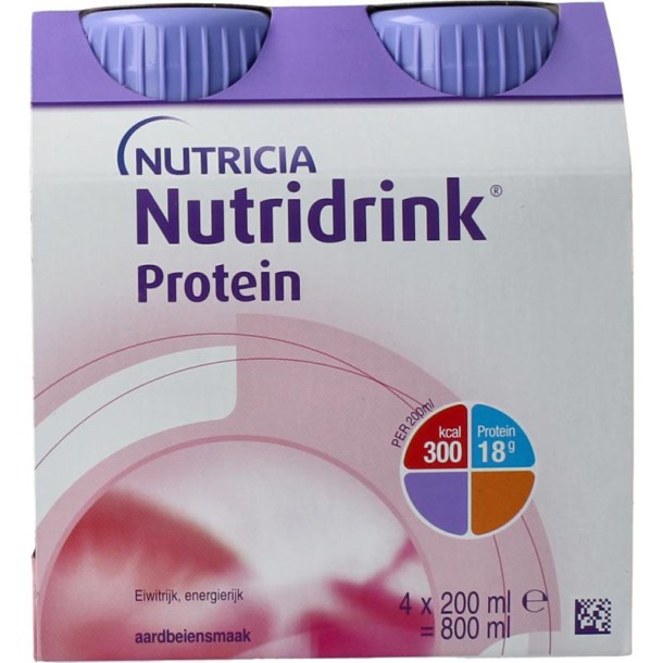 Nutridrink Protein aardbei 200ml (4 Stuks)
