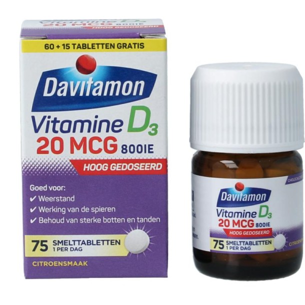 Davitamon Vitamine D 20mg 75 Smelttabletten