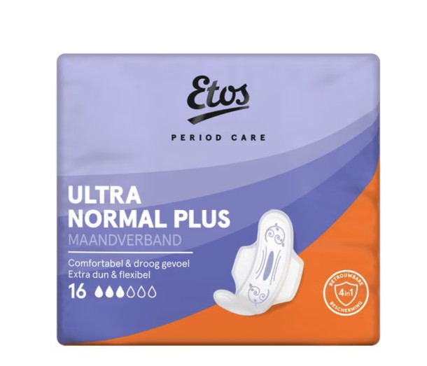 Etos period care ultra normal plus maandverband 16 stuks
