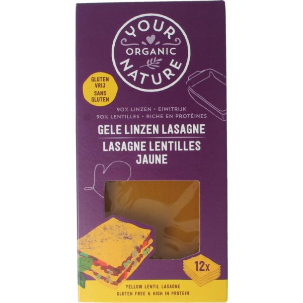 Your Organic Nat Lasagne van gele linzen bio (250 Gram)