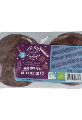 Your Organic Nat Rijswafels choco melk bio (100 Gram)