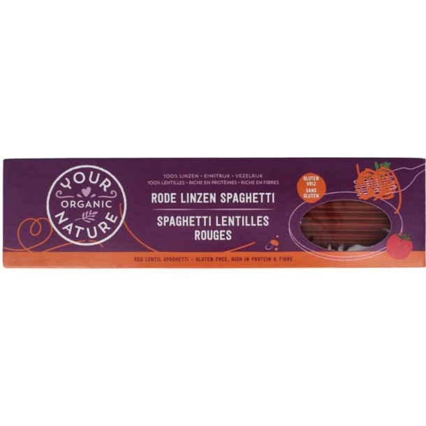 Your Organic Nat Spaghetti rode linzen bio (250 Gram)