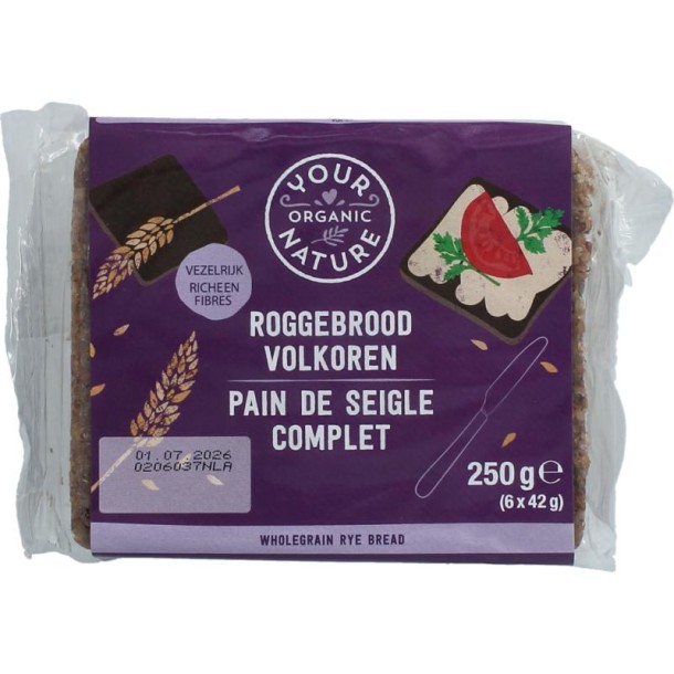Your Organic Nat Roggebrood volkoren bio (250 Gram)