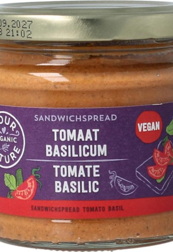 Your Organic Nat Sandwichspread tomaat basilicum bio (180 Gram)