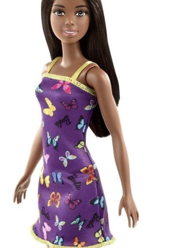 Barbie Doll (11.5 Inches) with Colorful Butterfly Logo Print Dress & Strappy Heels, Ages 3 & Up
