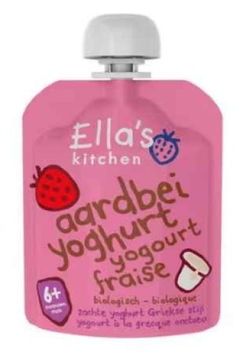Ella's Kitchen Aardbeien Yoghurt Biologisch Knijpfruit 6+ Maanden 90 GR