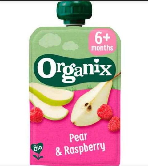 Organix Bio Knijpfruit Peer, Framboos