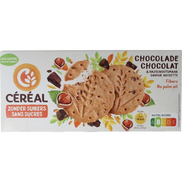 Cereal Zandkoekjes chocolade & hazelnoot zonder suikers (132 Gram)