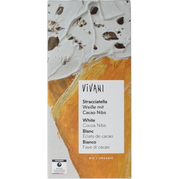 Vivani Chocolade wit stracciatella bio (80 Gram)