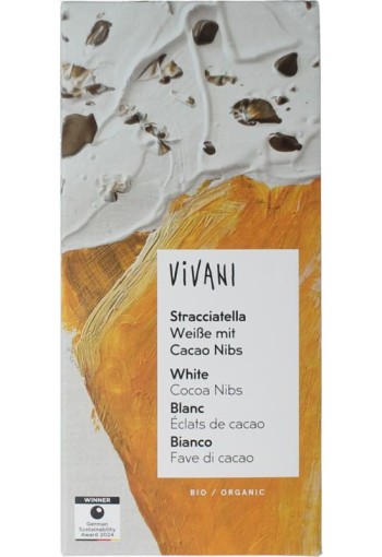 Vivani Chocolade wit stracciatella bio (80 Gram)
