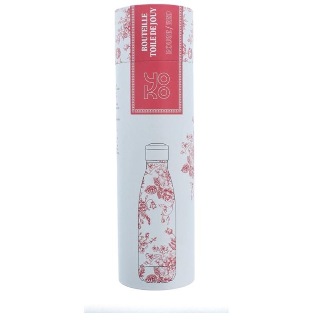 Yoko Drinkfles Toile de Jouy red isotherm 500ml (1 Stuks)