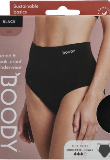 Boody Menstruatieondergoed tailleslip zwart normaal XS (1 Stuks)