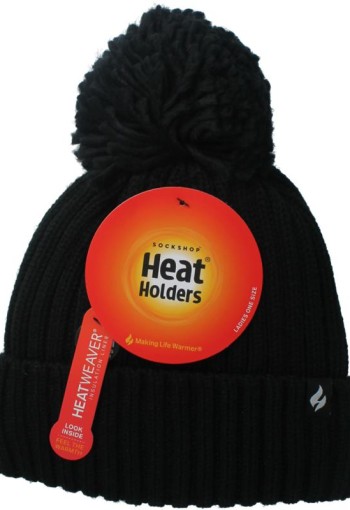 Heat Holders Ladies pom pom hat arden black one size (1 Stuks)