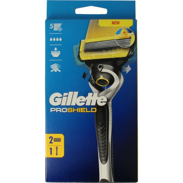 Gillette Fusion Proshield Geel Met 2 Mesje Ex