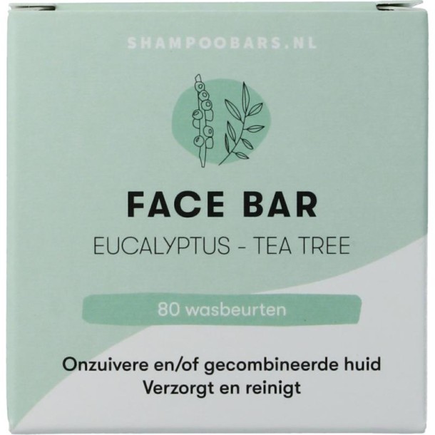 Shampoobars Face bar eucalyptus & tea tree (60 Gram)