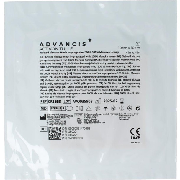 Advancis Activon manuka gaasverband 10 x 10 (1 Stuks)
