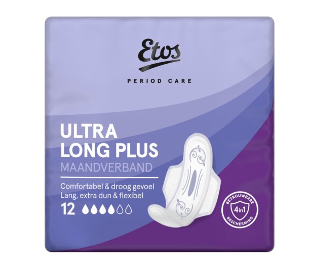 Etos period care ultra long plus maandverband 12 stuks