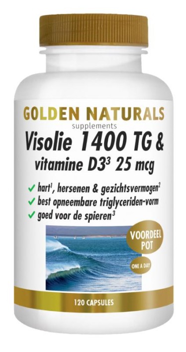 Golden Naturals Visolie 1400 TG vitamine D3 (120 Softgels)