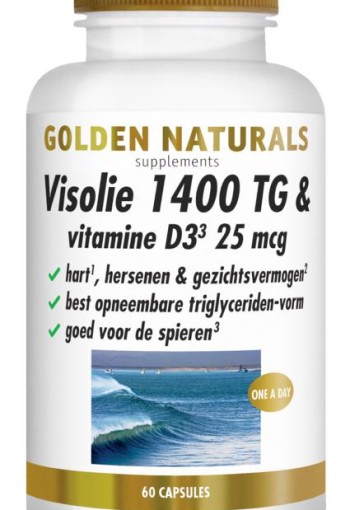Golden Naturals Visolie 1400 TG vitamine D3 (60 Softgels)