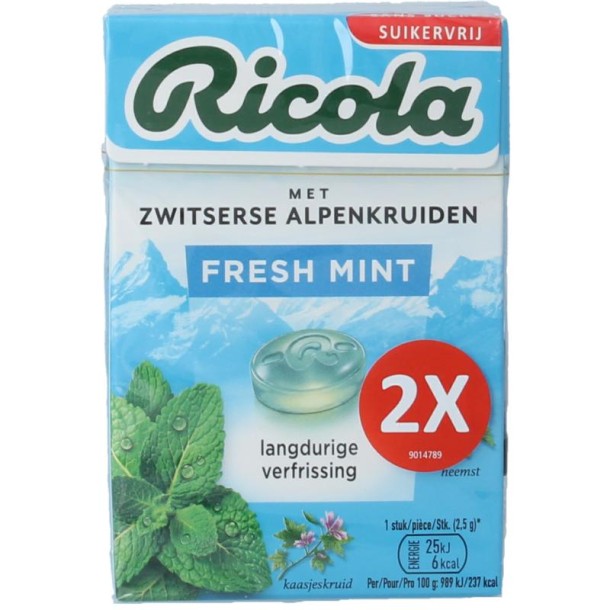 Ricola Fresh mint suikervrij duo pack (100 Gram)
