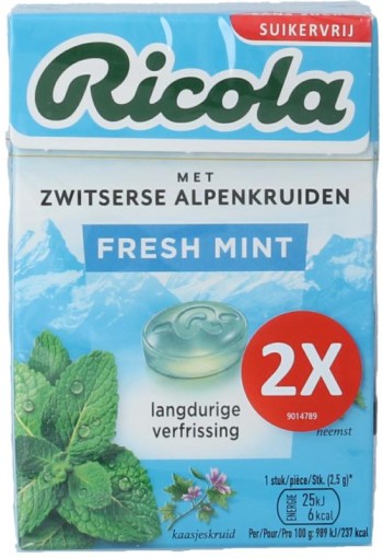 Ricola Fresh mint suikervrij duo pack (100 Gram)