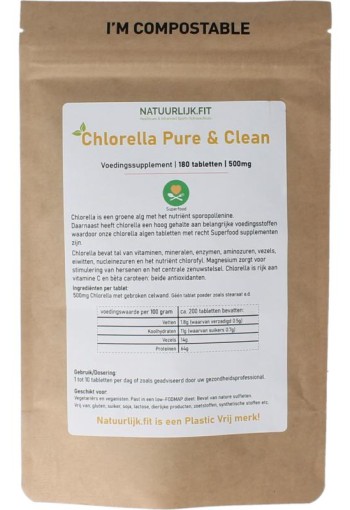 Natuurlijk.fit Chlorella pure & clean 500mg (180 Tabletten)