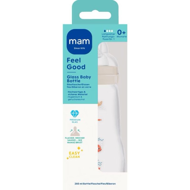 MAM Feel Good Babyfles Glas 260ML 