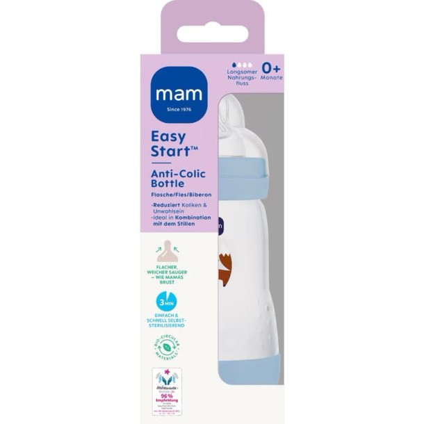 MAM Easy Start Anti-Colic Babyfles Blue 260 ML