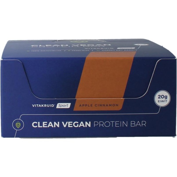 Vitakruid Protein bar apple cinnamon clean vegan (12 Stuks)