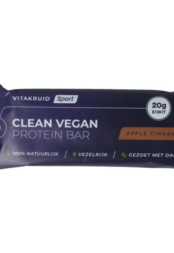 Vitakruid Protein bar apple cinnamon clean vegan (1 Stuks)