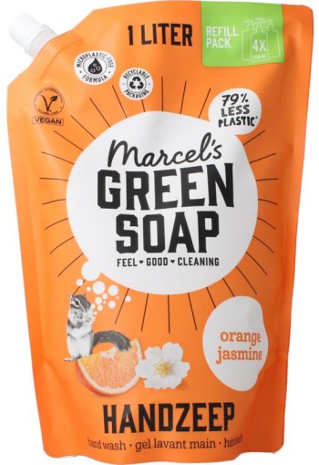 Marcel's GR Soap Handzeep sinaasappel & jasmijn navulling (1000 Milliliter)