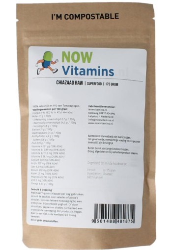 Nowvitamins.nl Chiazaad (175 Gram)