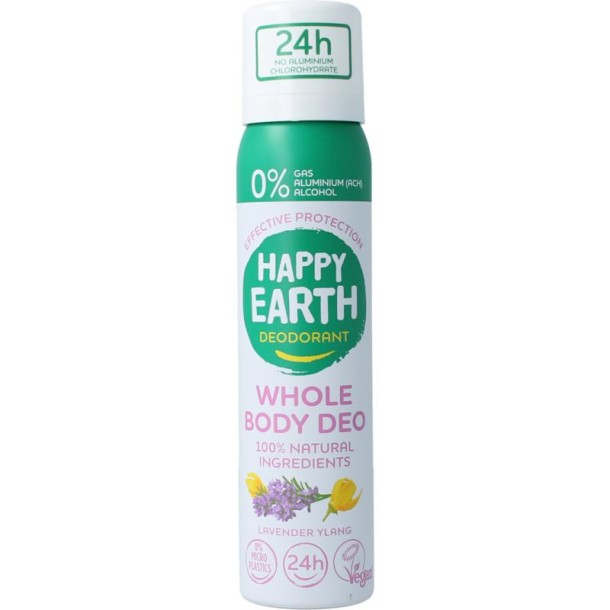 Happy Earth Deodorant bodyspray lavender ylang (100 Milliliter)