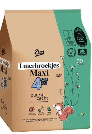 Etos Puur & Zacht Luierbroekjes Maat 4 Maxi 8-15 kg 20 stuks
