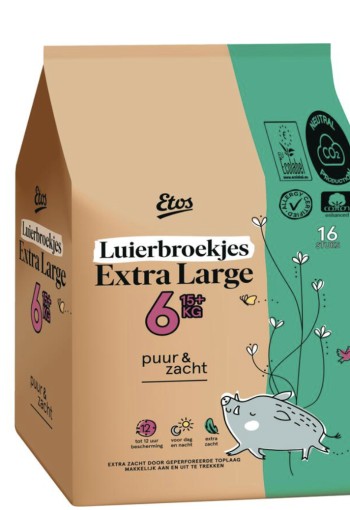 Etos Puur & Zacht Luierbroekjes Maat 6 Extra Large 15+ kg 16 stuks