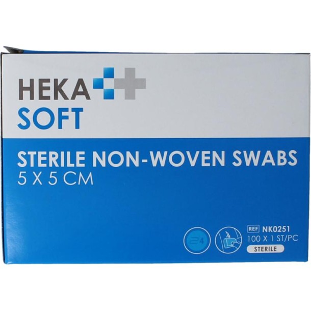 Heka Non-woven kompres 5x5 steriel (100 Stuks)