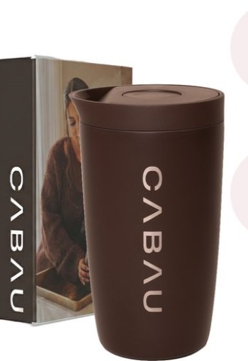 Cabau Bloom Cup - Koffiebeker To Go - Thermosbeker RVS - Bruin