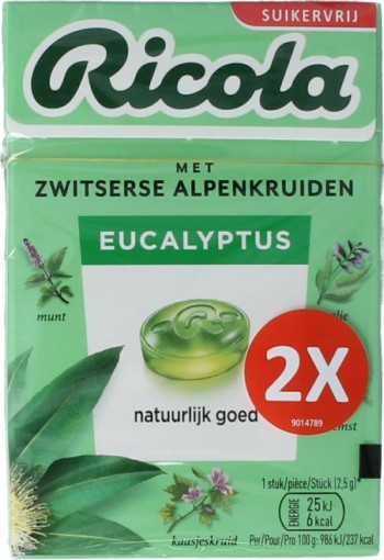 Ricola Eucalyptus suikervrij duo pack (100 Gram)