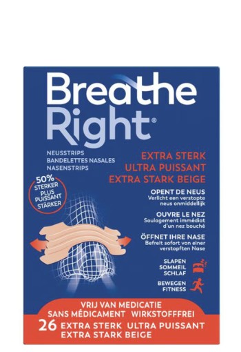 Breathe Right Neusstrips extra sterk (26 Stuks)