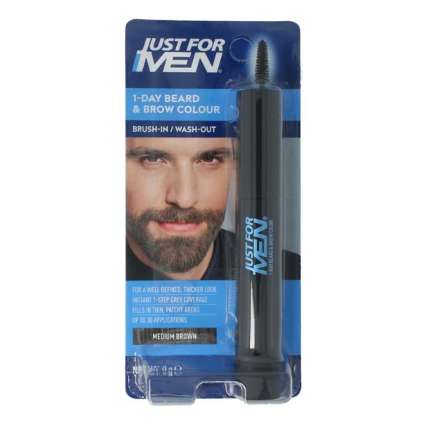Just For Men Baard / wenkbrauw midden bruin (9 Milliliter)