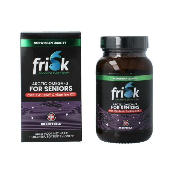 Frisk Omega 3 senioren – visolie met K2, A & D3 (80 Softgels)