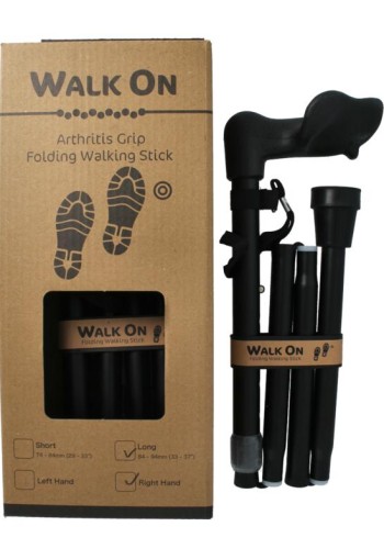 Able 2 Wandelstok anatomisch opvouw zwart mat rechts (1 Stuks)