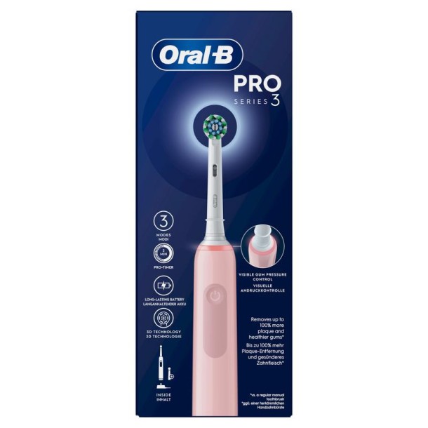 Oral B Tandenborstel elektr Pro 3000 pink cross action (1 Stuks)
